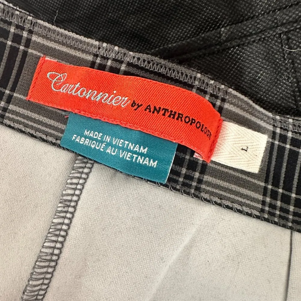 CARTONNIER by ANTHROPOLOGIE Flannel Stretch Wide Leg Cropped Trousers Size Large - Image 7