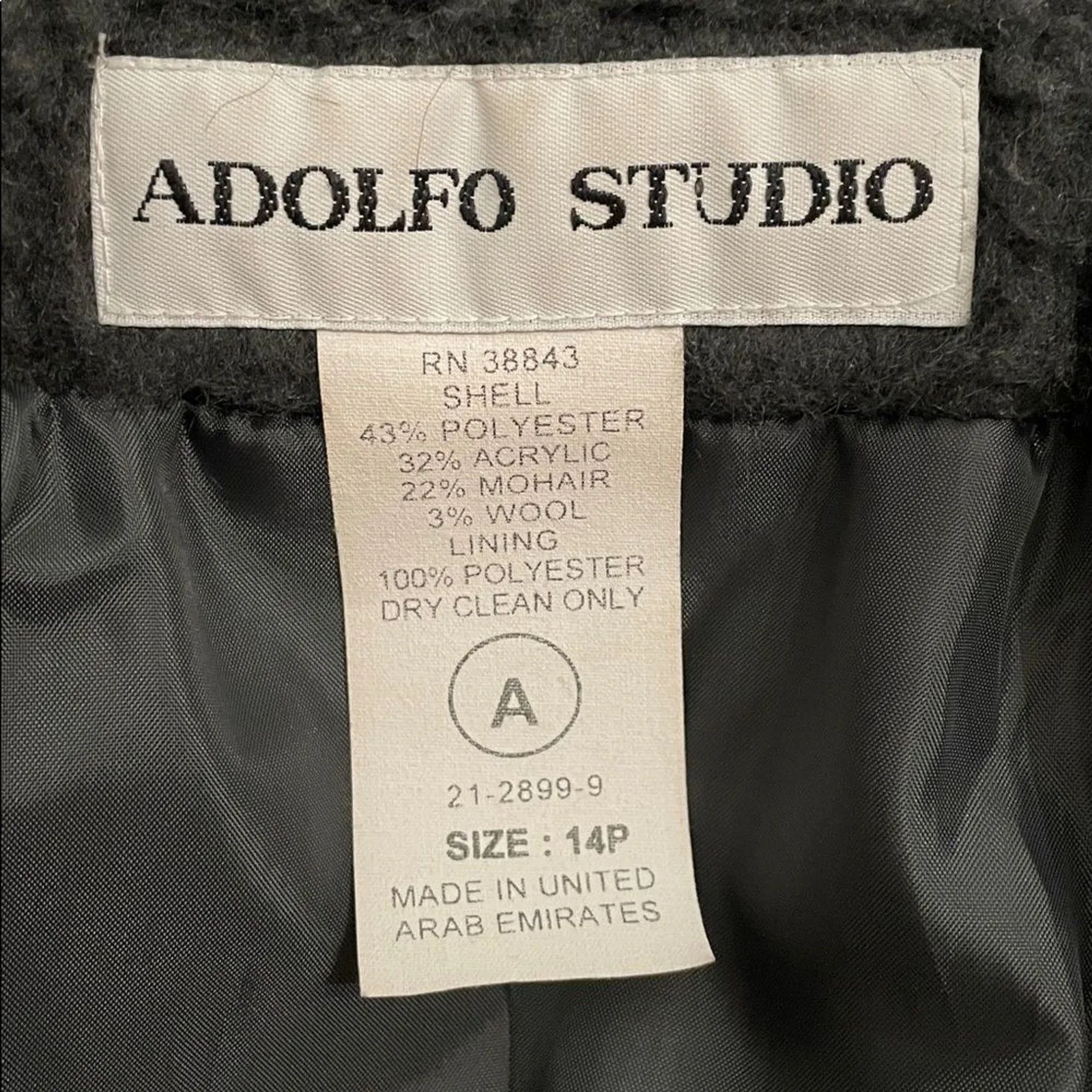 Adolfo Studio Mohair Blend Gray-Black Blazer Jacket Womens Size 14 Petite - Image 2