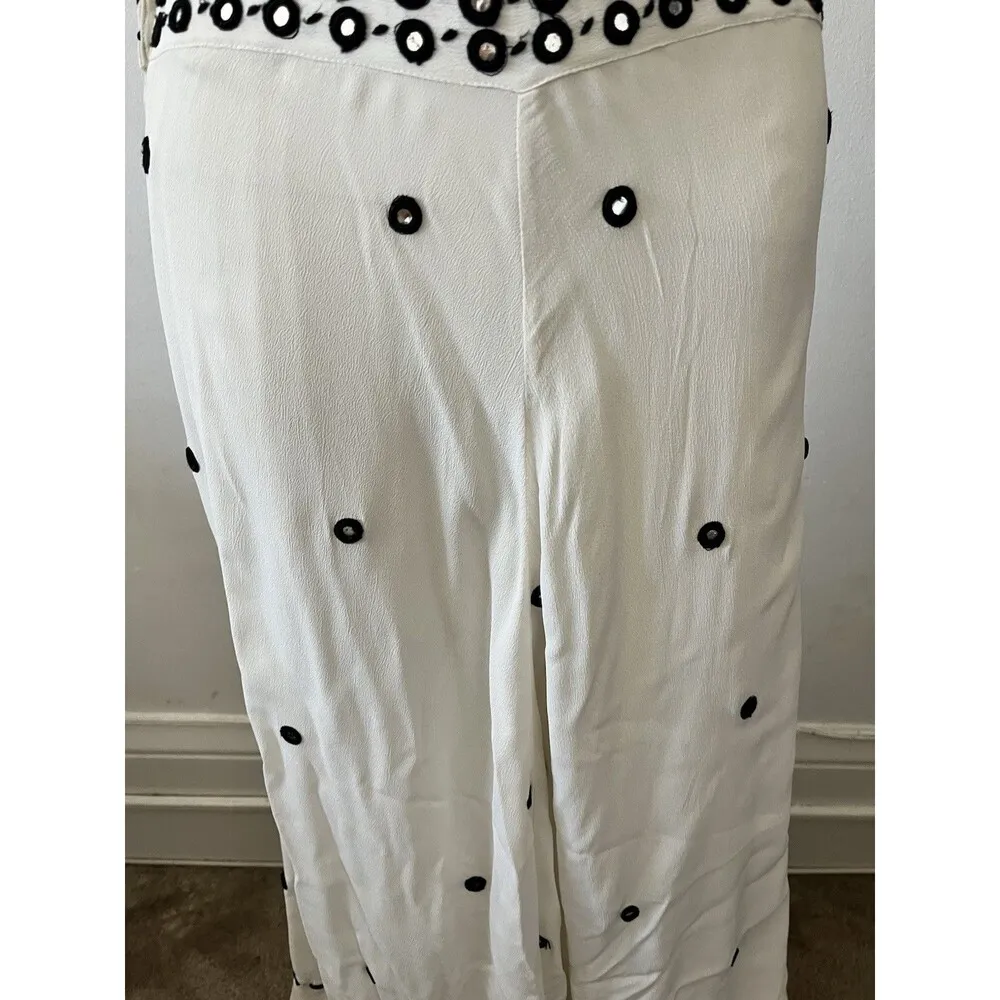 Anthropologie LEIFNOTES White Black Mirror Dots Sleeveless Ruffles Maxi Dress 0 - Image 6