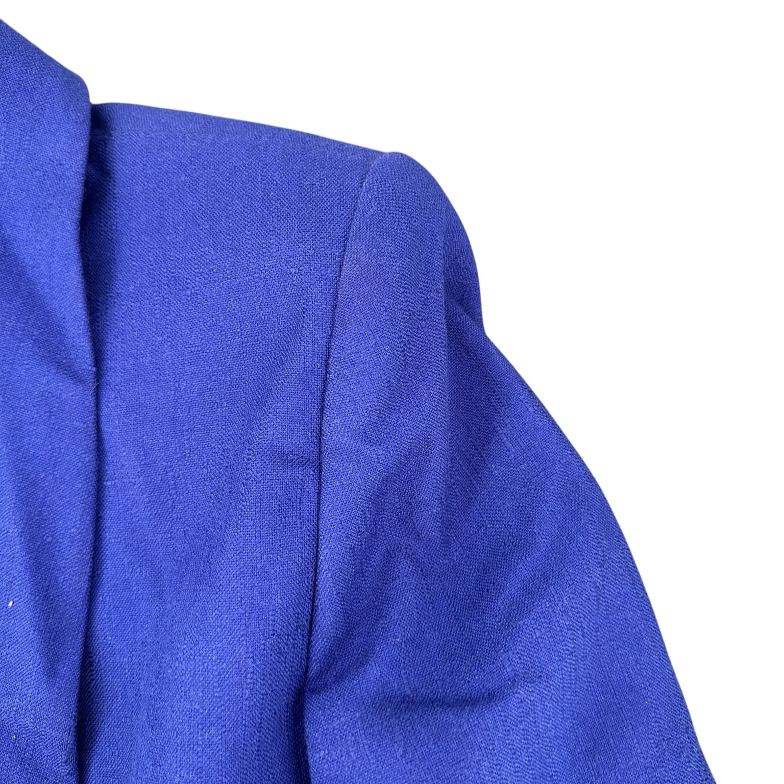 Vintage 90s Karen Scott Royal Blue Oversized Blazer Shoulder Pads Power Suit 8 - Image 4