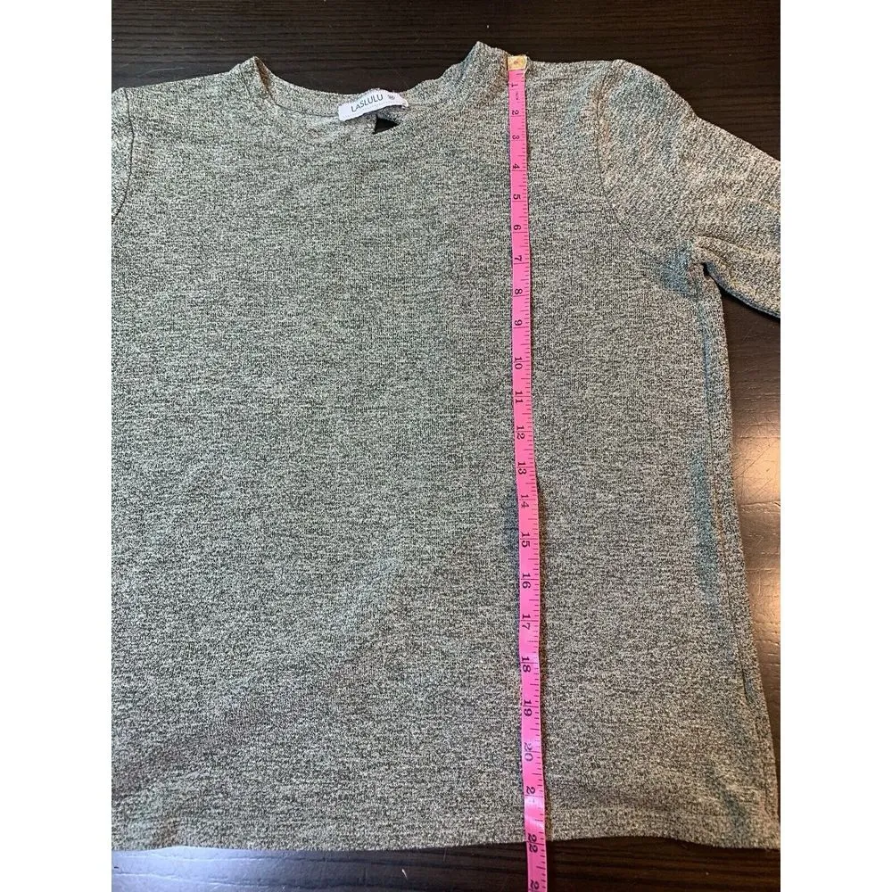 Laslulu Open Back Twist Top Womens Medium Green Stretch Sexy Comfort Basic‎ - Image 9