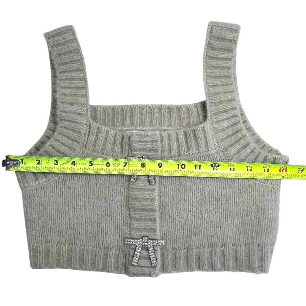 Zara alpaca wool blend cropped rhinestone bows cardigan sweater and tank set - Image 14