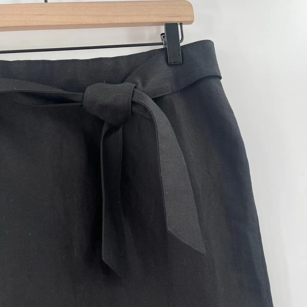 LOFT ANN TAYLOR Skirt Size 4 Linen Blend Black Tie Belt Business Casual Office - Image 5