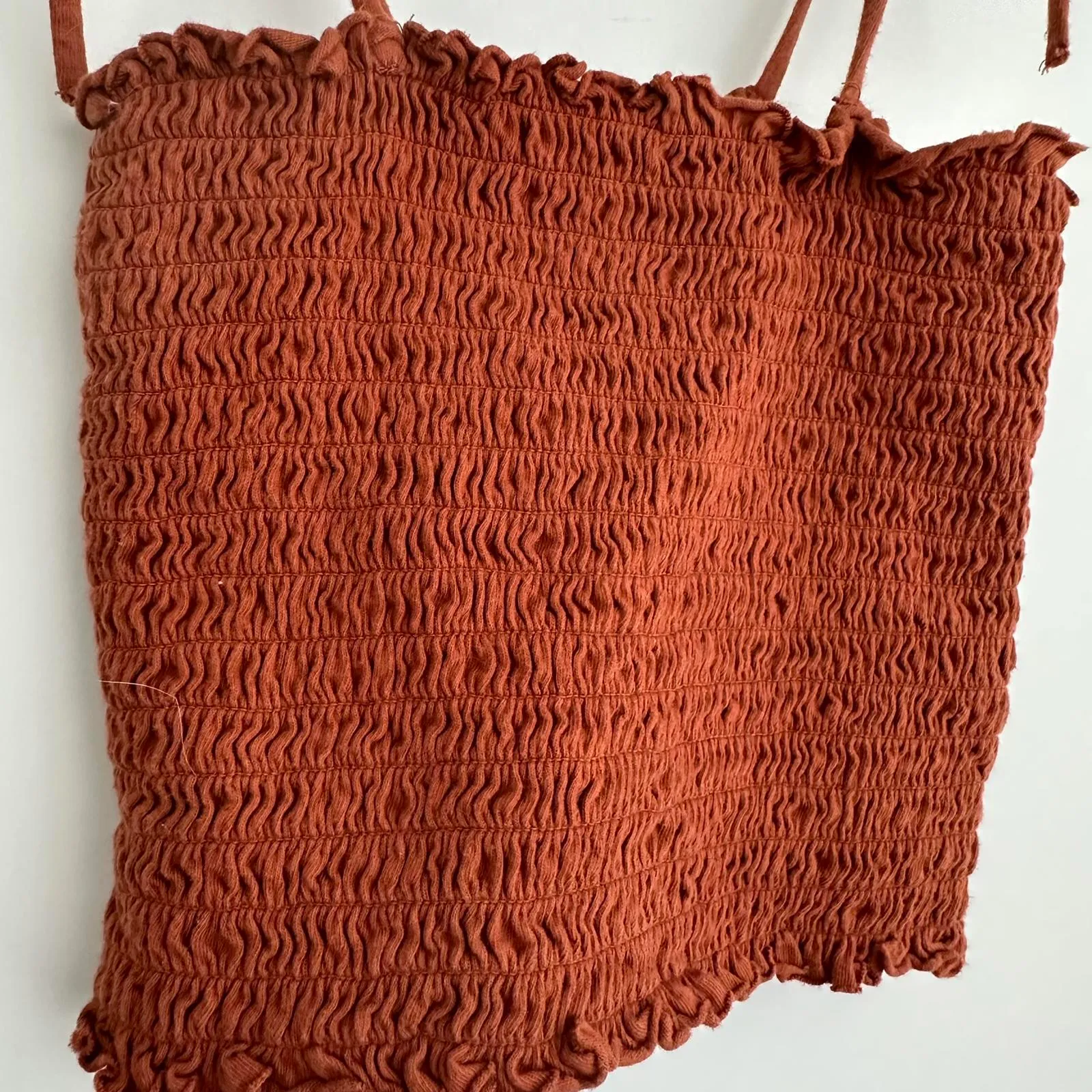 Wild Fable Cotton Cropped Smocked Tube Top Orange Rust Small - Image 3