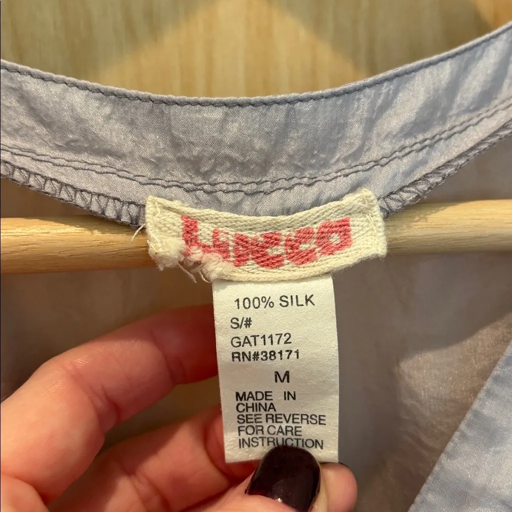 Lucca Babydoll Top 100% Silk Fairycore Purple Ombré Size Medium - Image 5