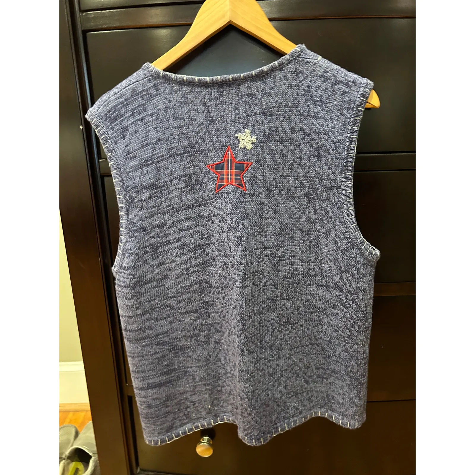 Ladies Bobbie Brooks Sweater Vest Holiday Zipper Front Mittens Star Size XL - Image 5