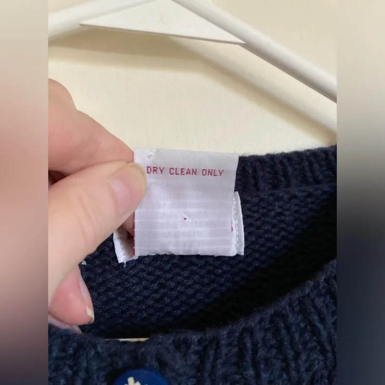 PBJ Sport Vintage Navy Ugly Christmas Ramie Blend Button Up Cardigan Sweater Blue Size L - Image 3