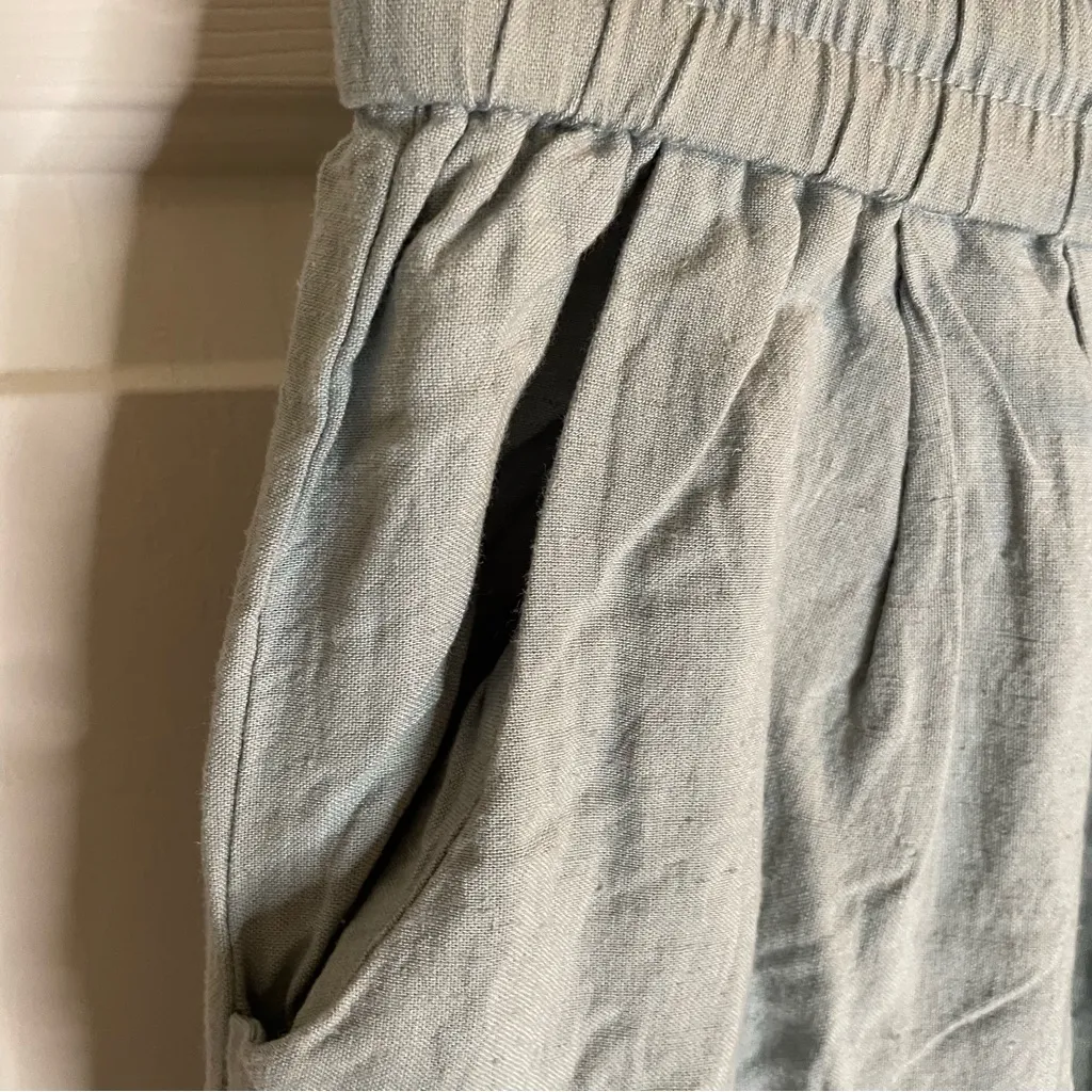 Heyson Sage Green Wide Leg Pants with Elastic Waist Size Medium hemp material - Image 4