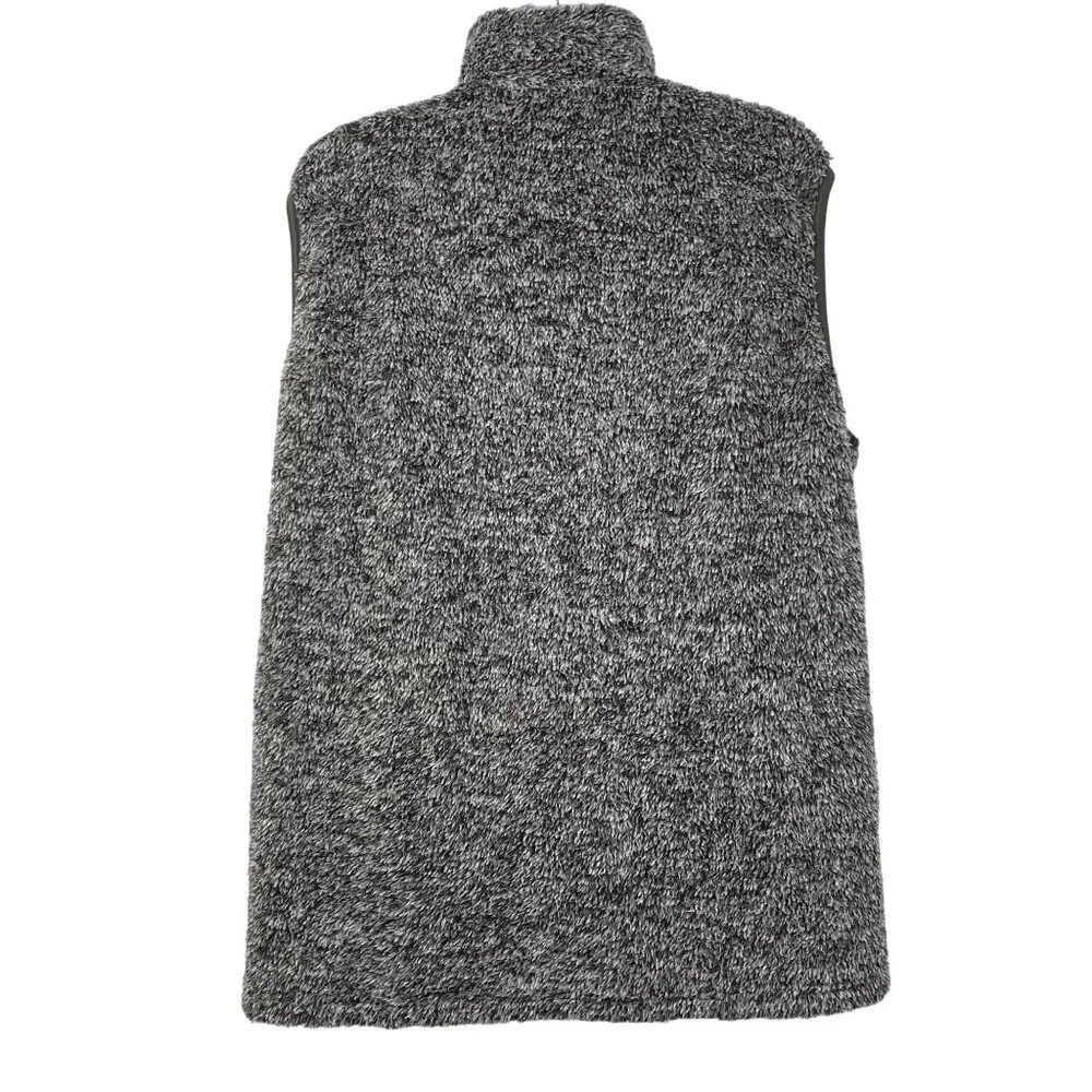 Sherpa Teddy Fur Zip Up Vest Sleeveless Jacket Gray Black XL - Image 5