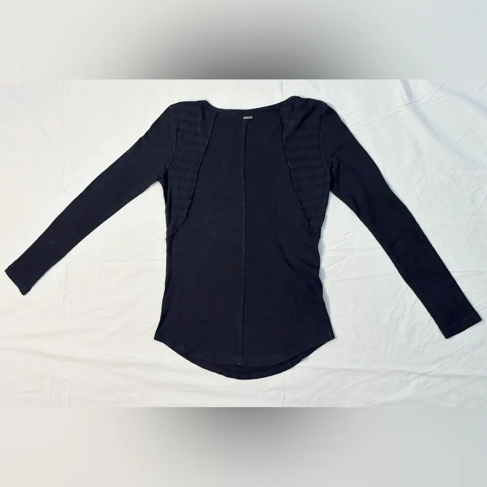 Long Sleeve Henley Tee - Black - S - Image 5