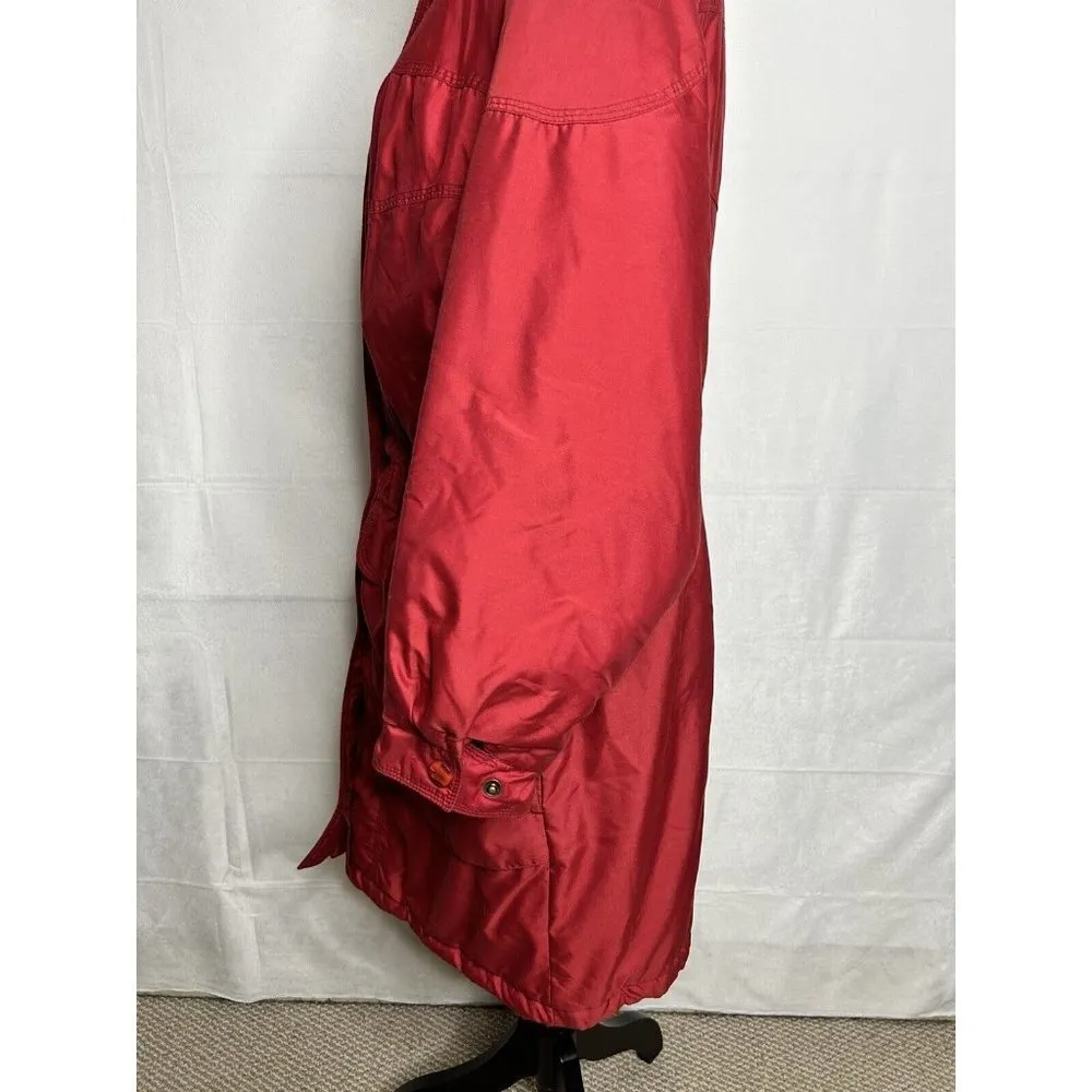 Columbia Womens Red Long Insulated Heavy Coat Hooded Parka Full Zip Sz M - Image 7