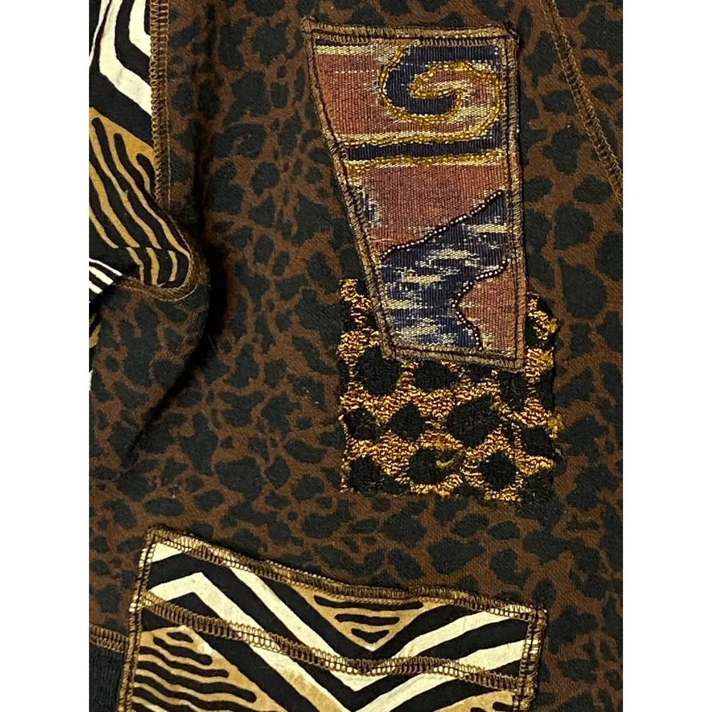 Surya Jacket XS Zebra Africa Leopard Animal Print Knit Cotton Mixed Pattern Boho - Image 4