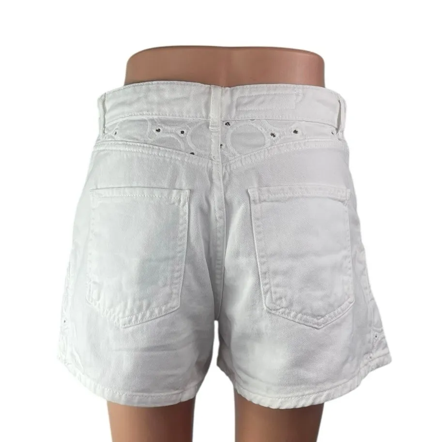 NEW Zara Women's White High Waisted Straight Y2k Mini Denim Jean Shorts Size 4 - Image 2