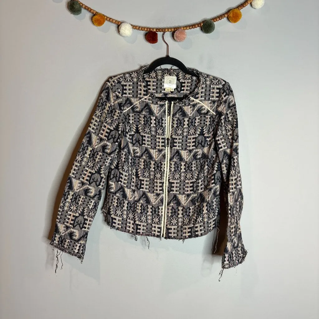 Anthropologie - Hei Hei Faifo Textured Jacket in Blue & Cream - Image 2