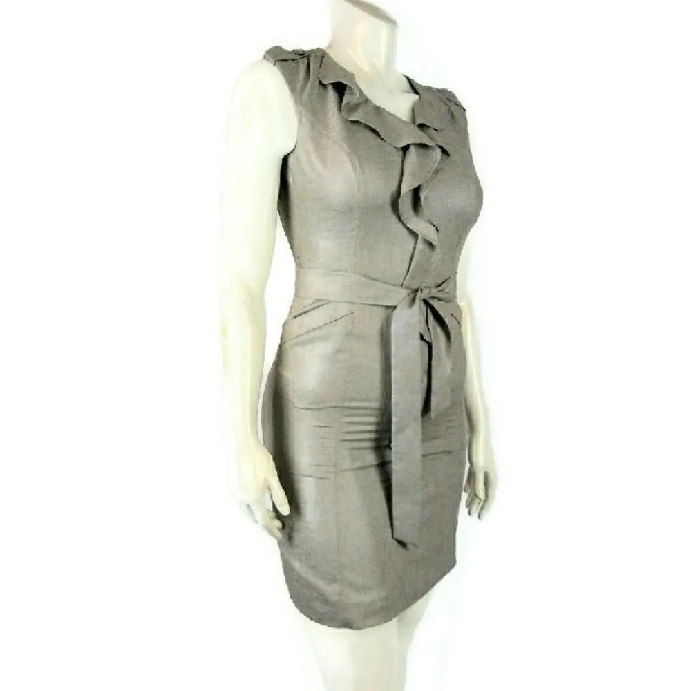 Classiques Entier Brown Fitted Ruffle Front Dress - Image 4