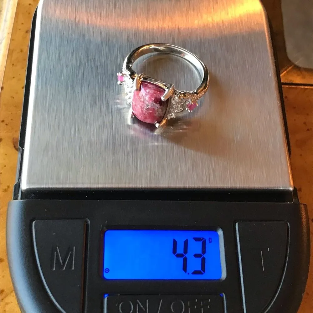 Norwegian Thulite Natural Ruby Sterling Silver Ring Size 6.75 Pink - Image 8