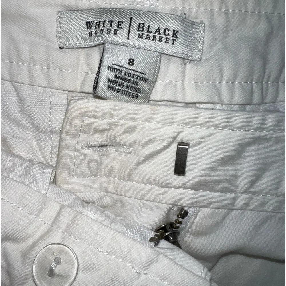 White House Black Market White Dragonfly Embroidered Crop Pants, Size 8 - Image 9
