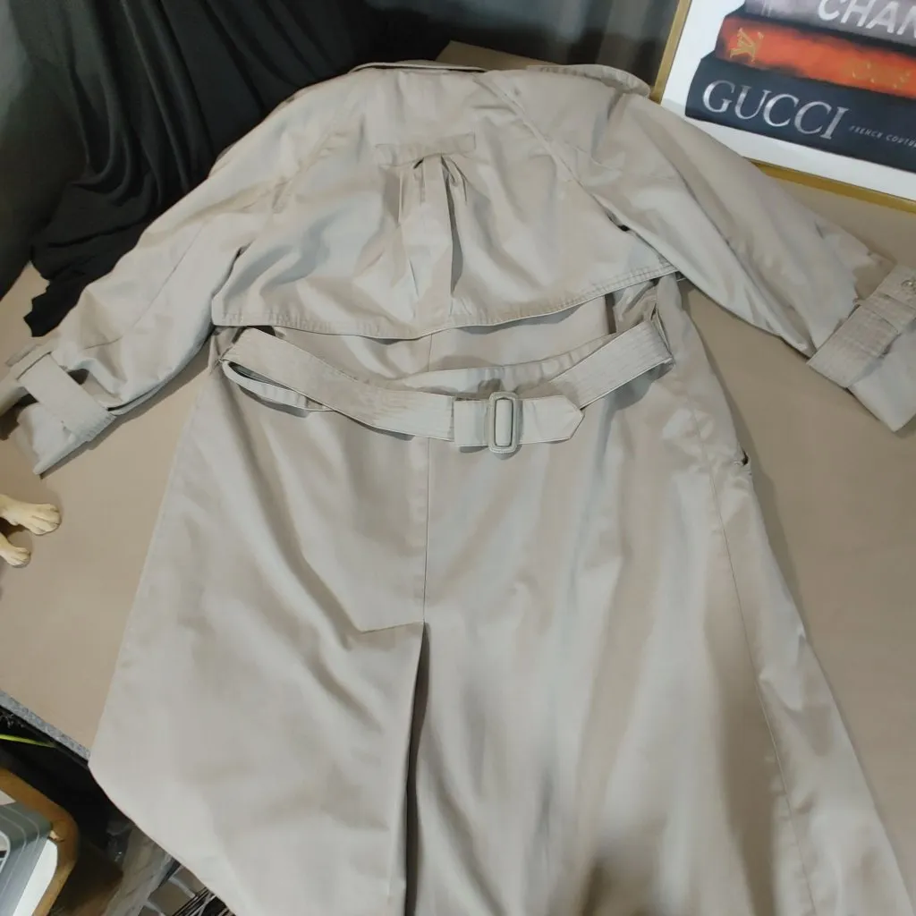 London Towne Beige Trench Coat Jacket Size 6 Vintage Plaid Liner Belt Scarf Tan - Image 8