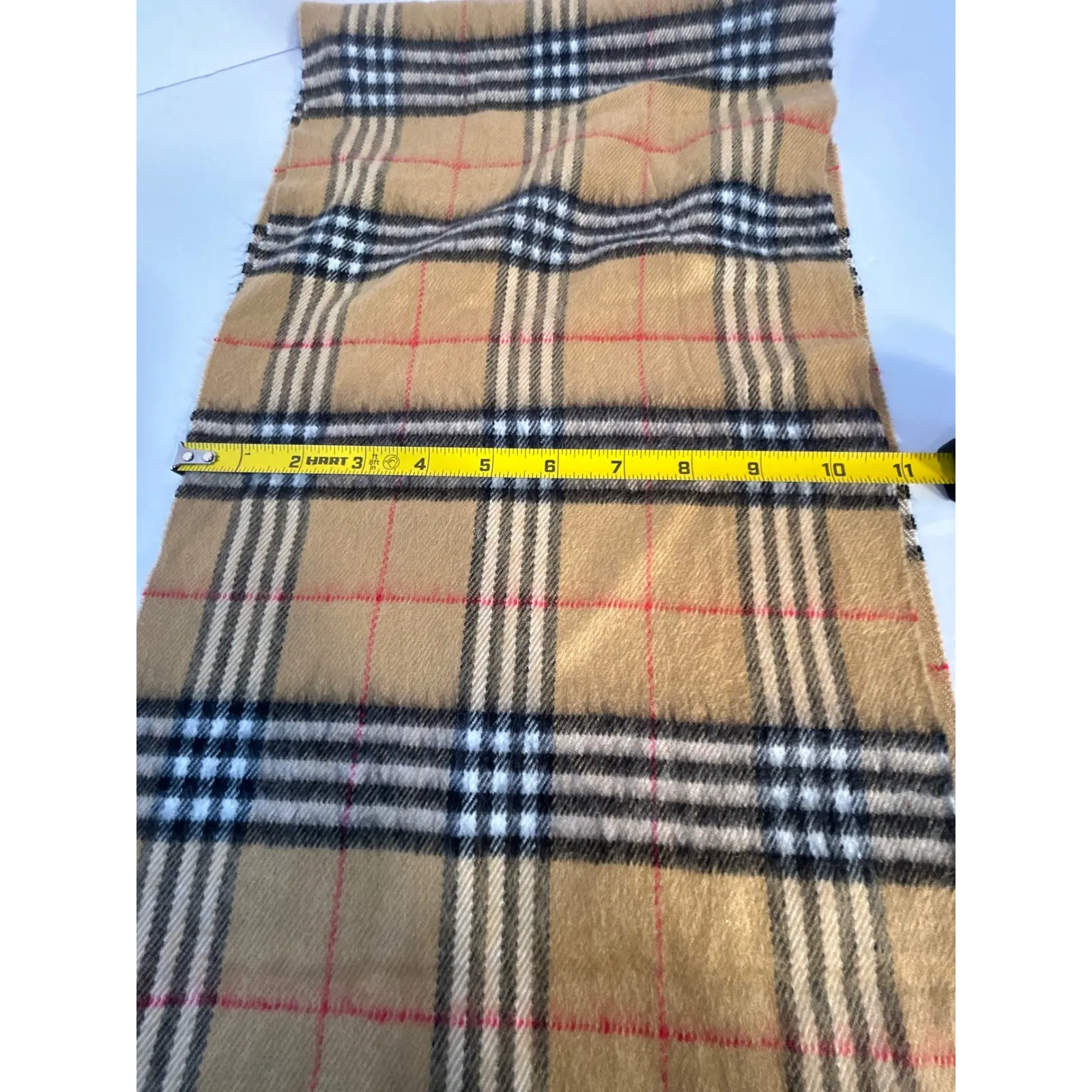 100% Cashmere Tartan Plaid Scarf Made in Scotland Tan - Image 5