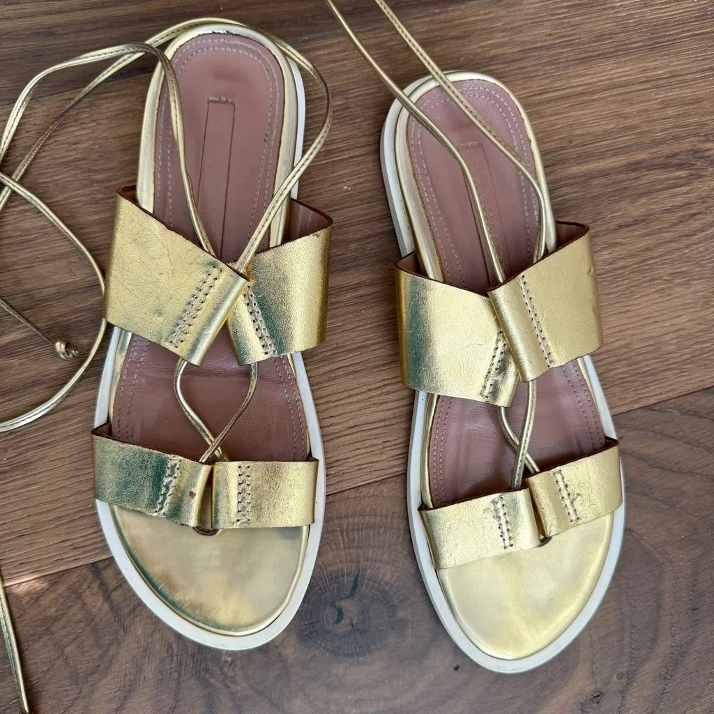 BCBGMAXAZRIA Vitalia Gold Leather Gladiator Sandal $138 36.5 6 6.5 - Image 2