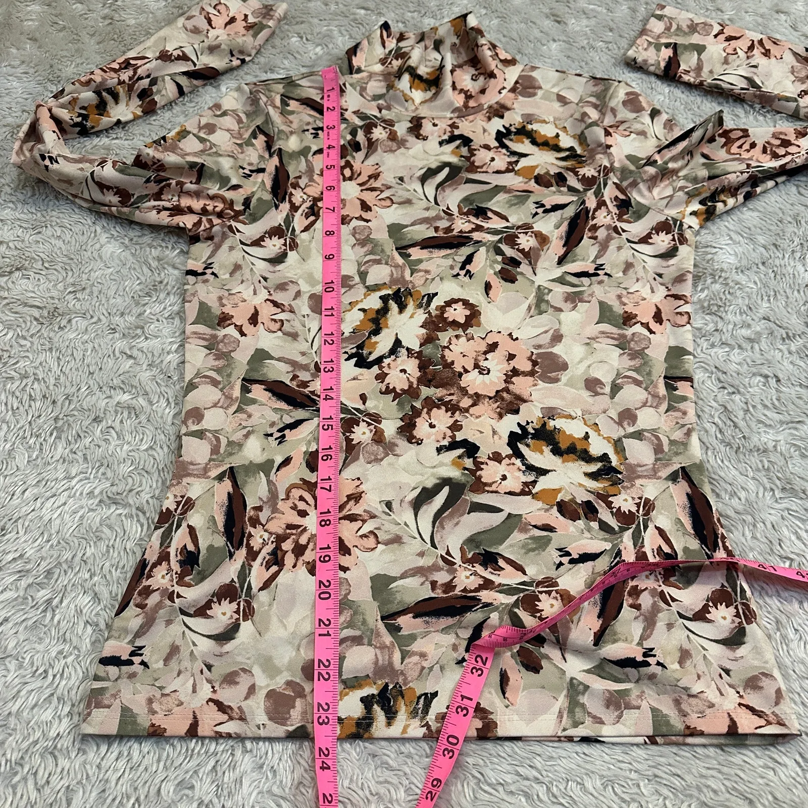 Aritzia Wilfred Cheval Floral Mock Neck Top Womens M Multicolor Body Contour - Image 7