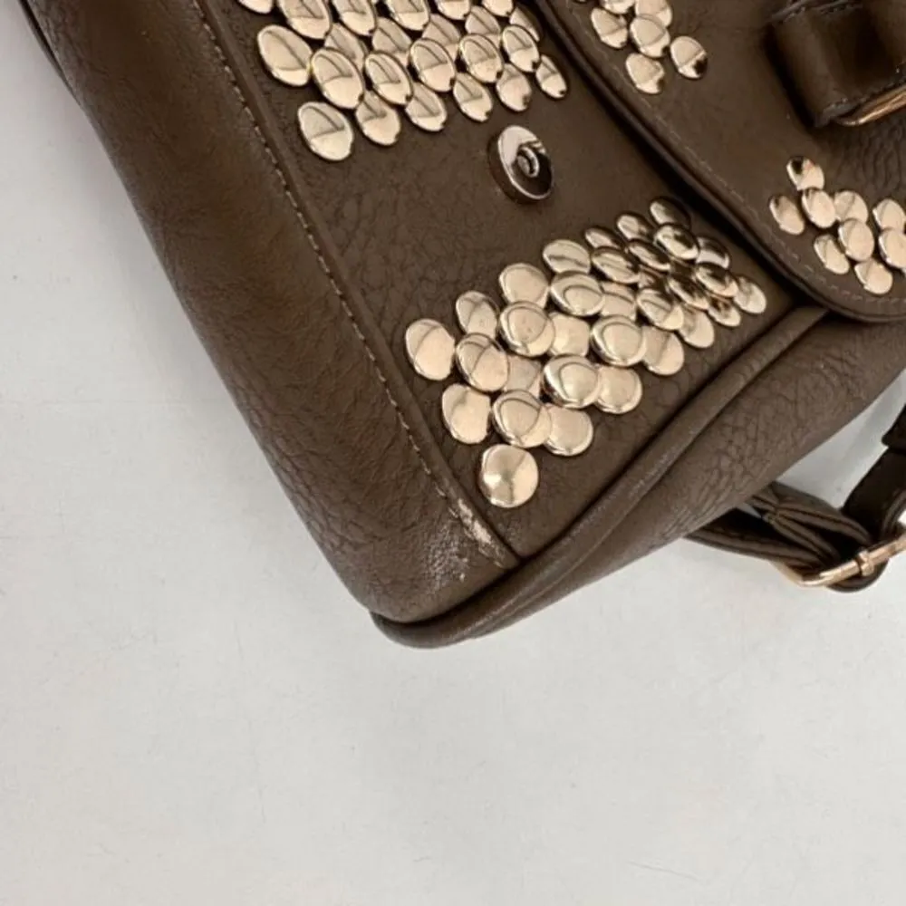 NWT MMS Design Studio Brown & Gold Studded vegan leather Crossbody shoulder Bag - Image 10