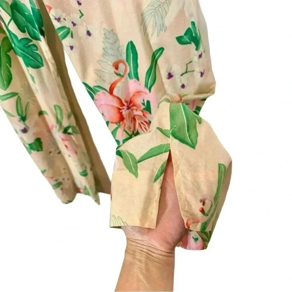 Vintage Liberty House of Hawaii Hawaiian Floral Wide Leg Pleated Cotton Pants Pink - Image 6