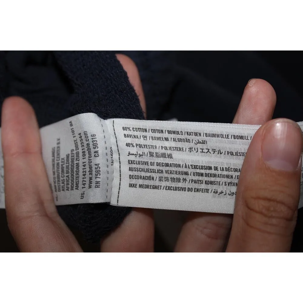 Womens Abercrombie & Fitch Navy Blue Cotton Flannel Sweatpants Joggers Size XS - Image 4