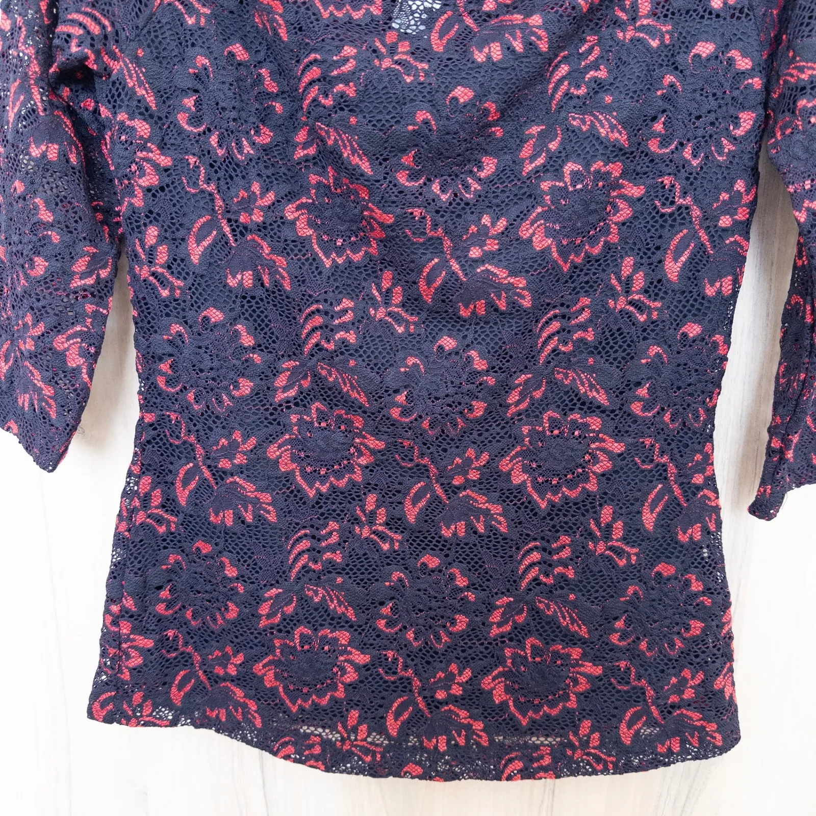 Y2K Venus Womens Lace Off Shoulder Top Size S Black Red Whimsigoth Dark Romantic - Image 3