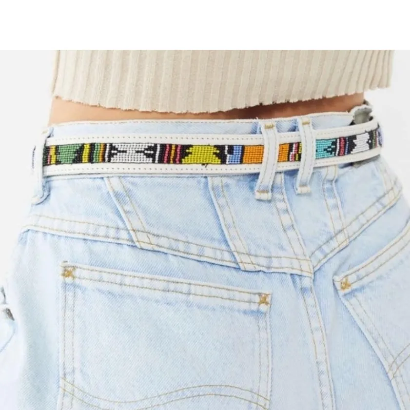 Urban Outfitters Small Leather Cassidy Beaded Western Belt - Image 2