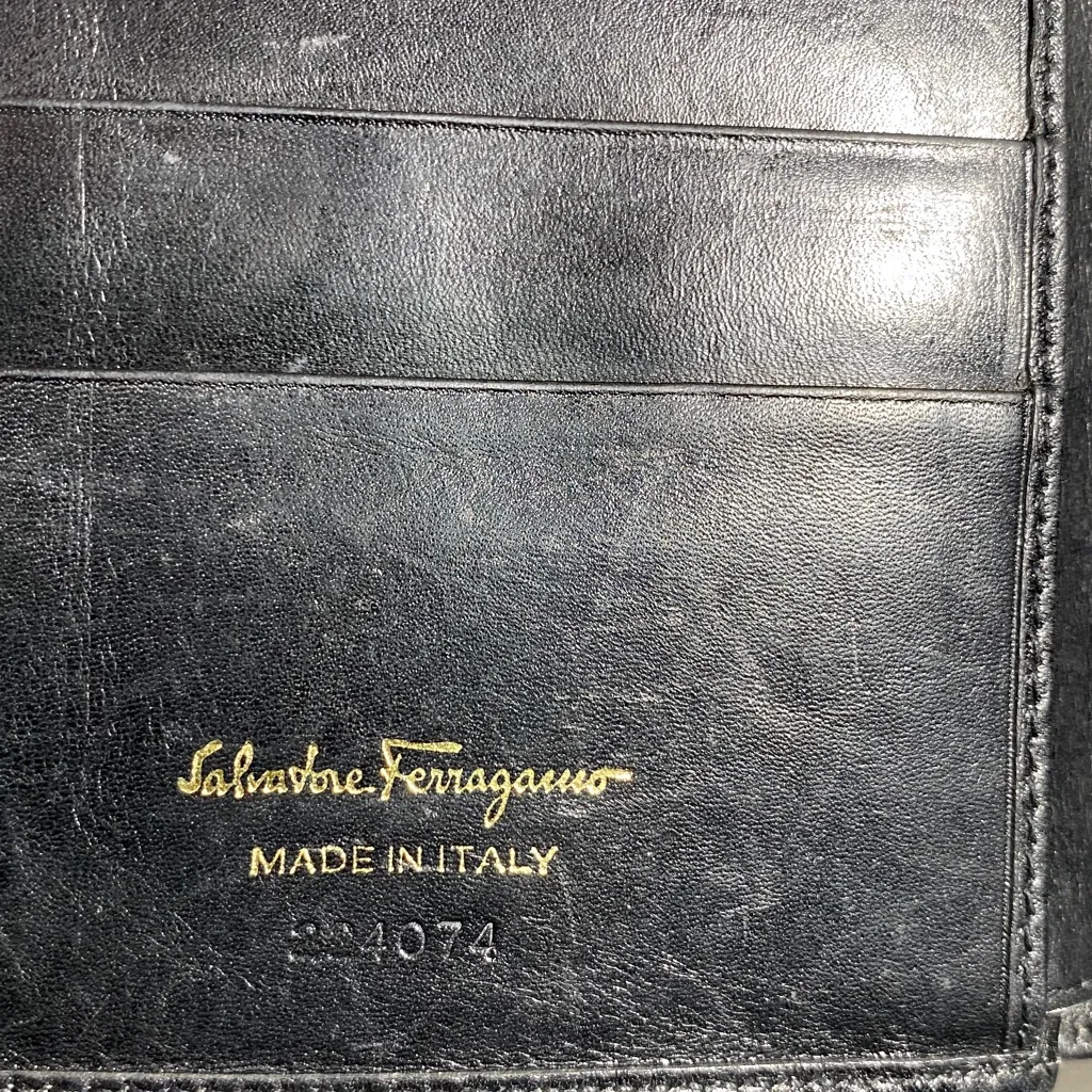 Authentic Salvatore Ferragamo Black Leather Wallet - Image 9