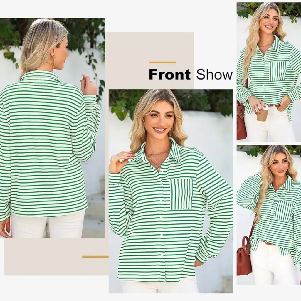 Astylish Women's Casual Button Down Long Sleeve V - Image 4