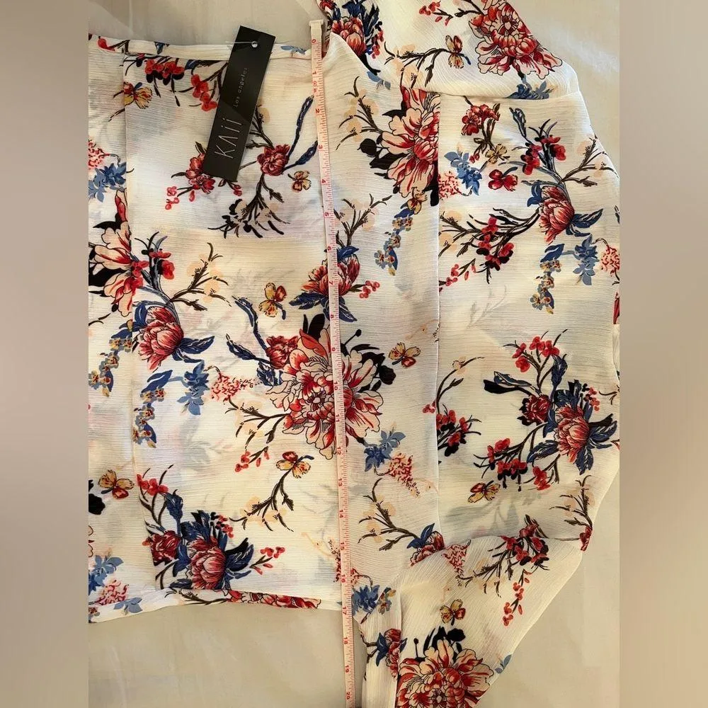 Kaii Los Angeles NWT Ivory Floral Kimono Jacket Size M White Size M - Image 5