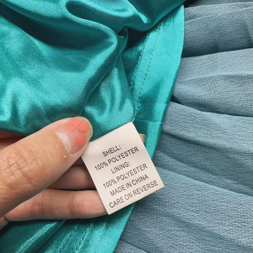 WD•NY high round neck sleeveless long folded pleated dress super silky lined NWT - Image 7