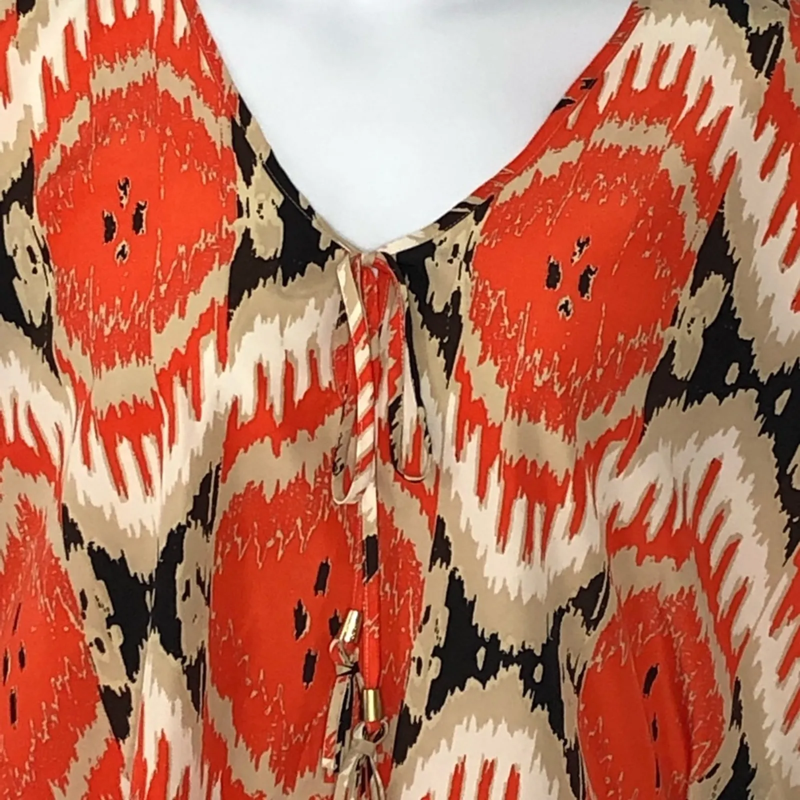 Vince Camuto Safari Tribal Caftan Top Medium Oversized Boho Scoop Neck - Image 9