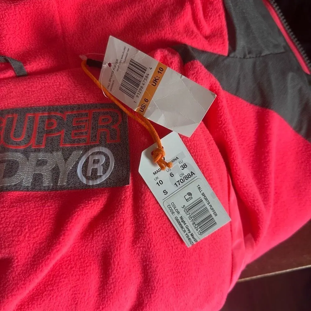 Superdry  Tall Sports Puffer Jacket Grey Size 6 - Image 7