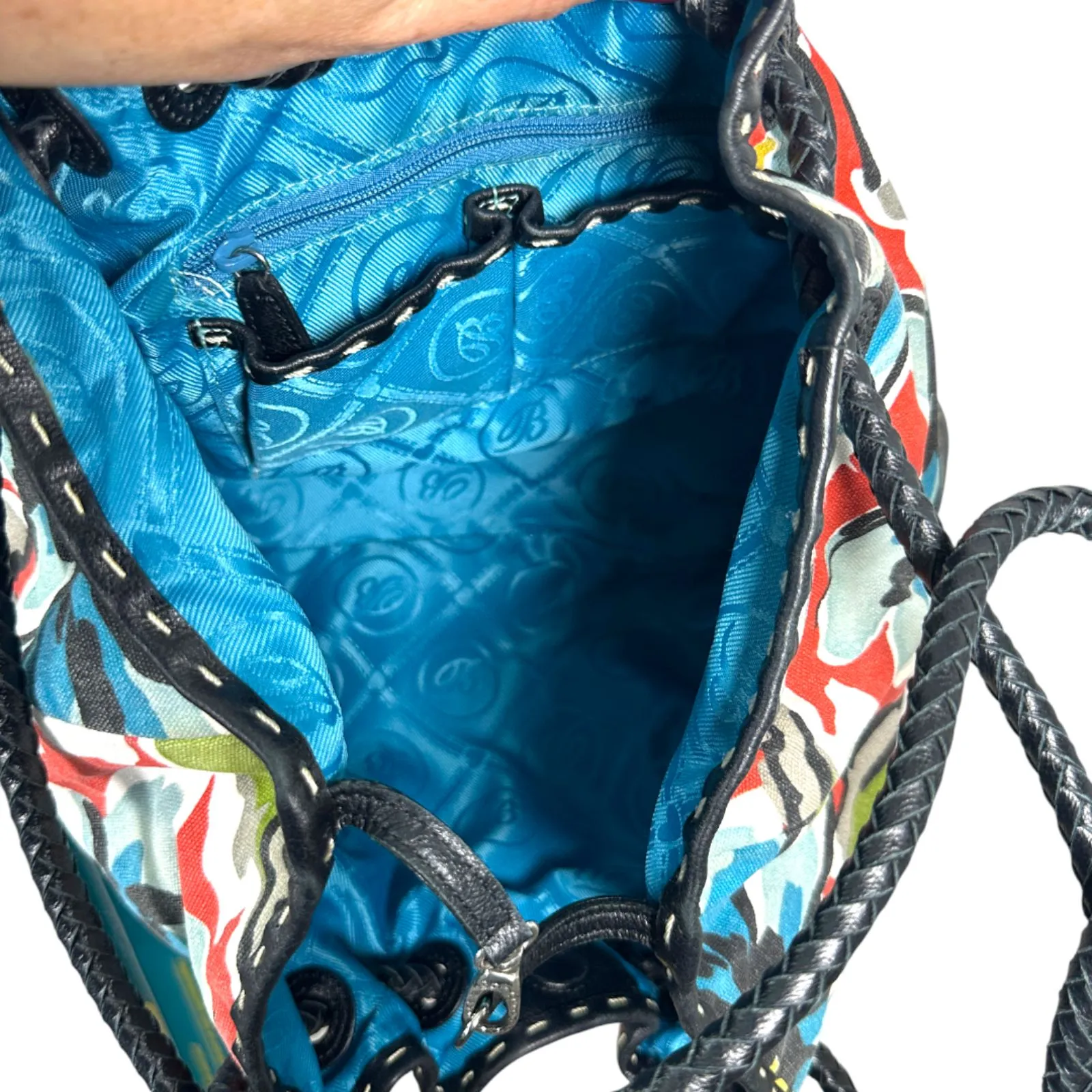 Brighton Lily Bag Floral Flower Woven Leather Straps Shoulder Bag Handbag Purse - Image 7