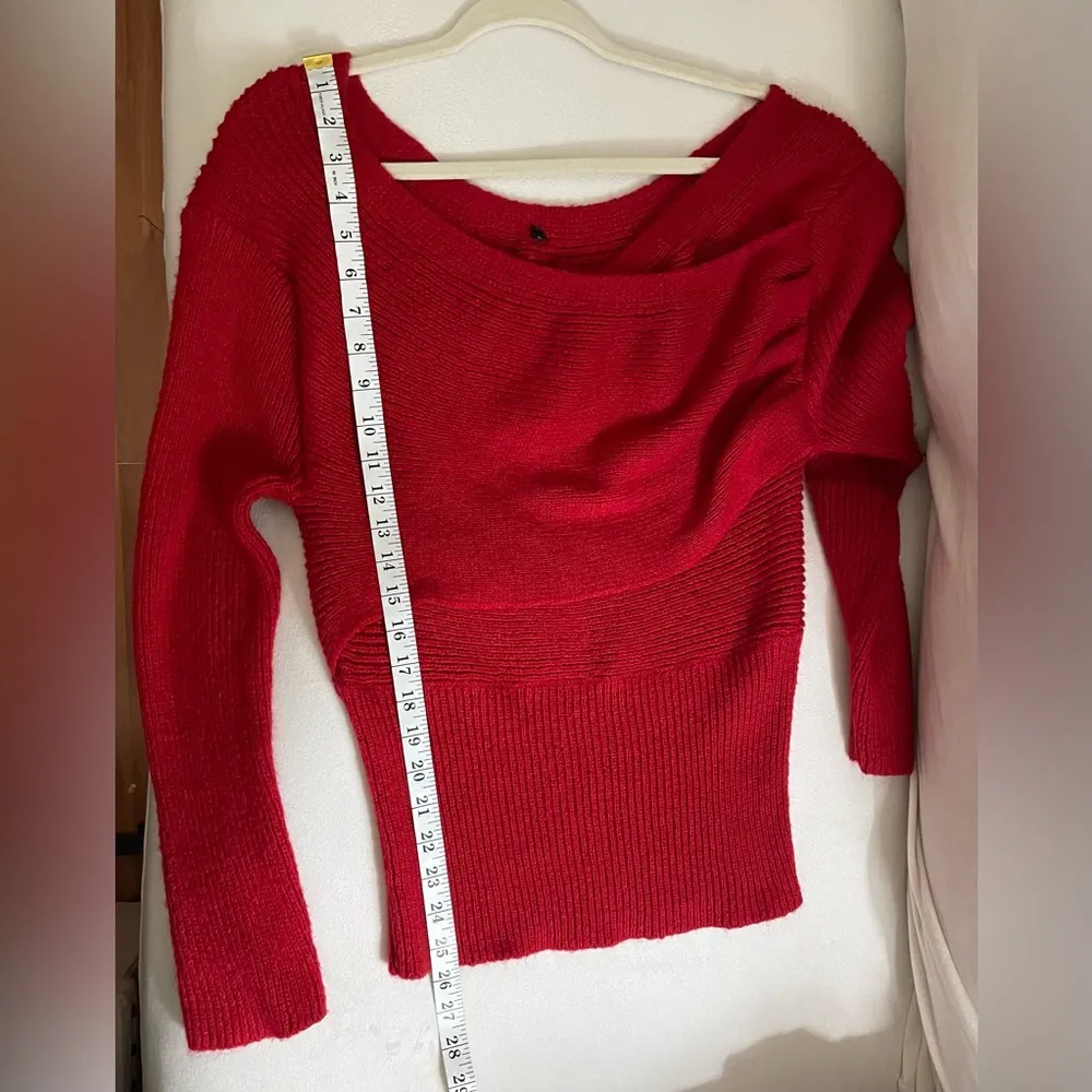 Boutique Off The Shoulder Red Sweater Top Blouse Size L Long Sleeve Size L - Image 3