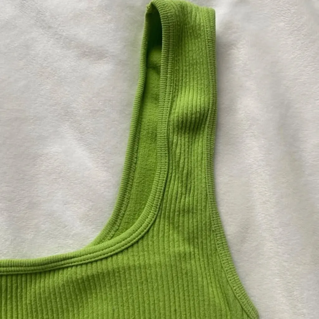 lime green Zara ribbed tank top - Image 4