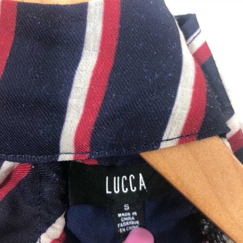 Lucca Couture NWT Mia Cold Shoulder Stripe Ruffle Top - Image 7