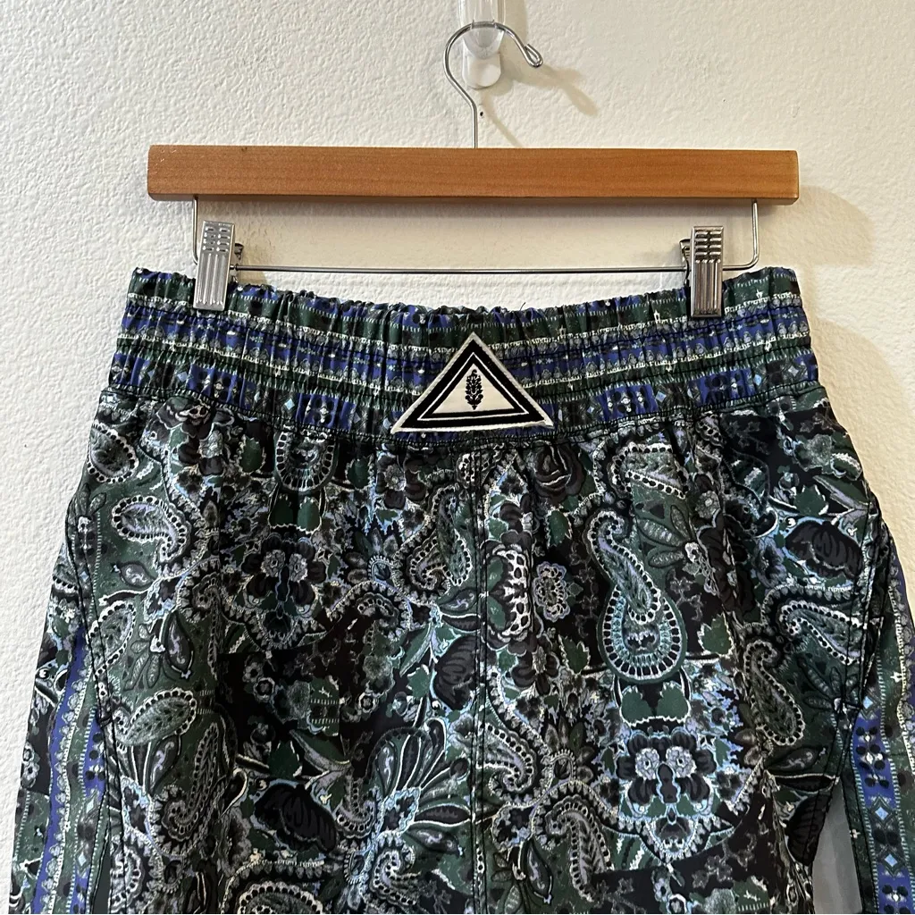 Free People Movement Next Round Shorts Blue Green Paisley Print Workout Size M - Image 4