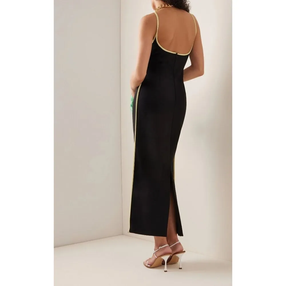 Paris Georgia Womens Dress in Black Leather Lime Small New Midi Cocktail - Image 13