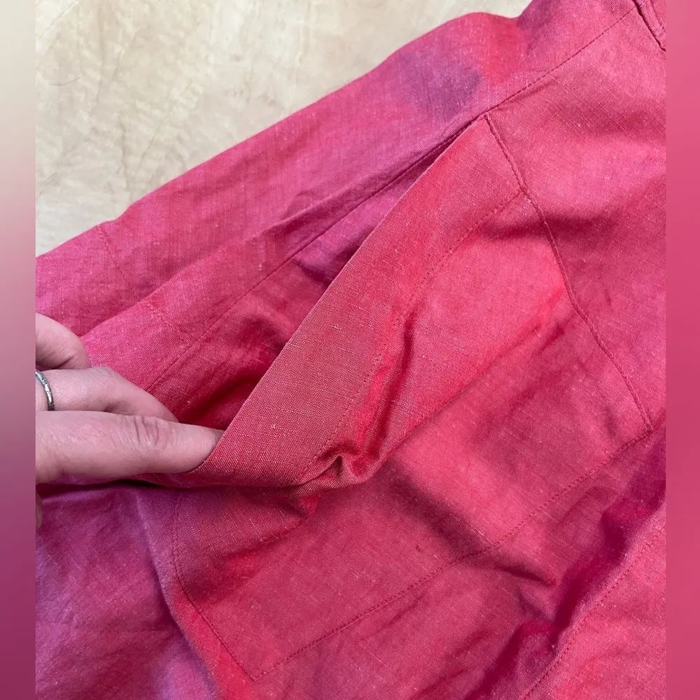 Anthropologie Postmark Red Chambray Tiered Wrap Skirt Linen Silk Blend Sz 4 Y2K - Image 3