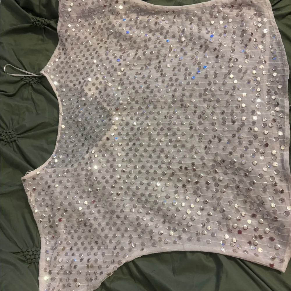 Jennifer Lopez  Cream Sequin Blouse - Image 3