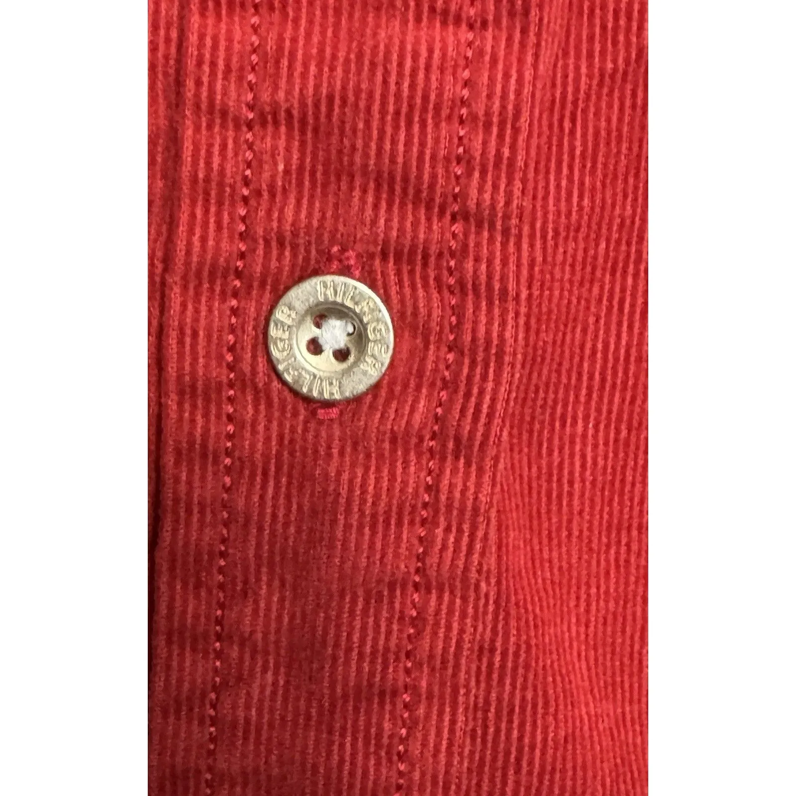 Vintage Tommy Hilfiger Women’s Dark Red Corduroy Button-Down Shirt Size‎ 10 Y2K - Image 3