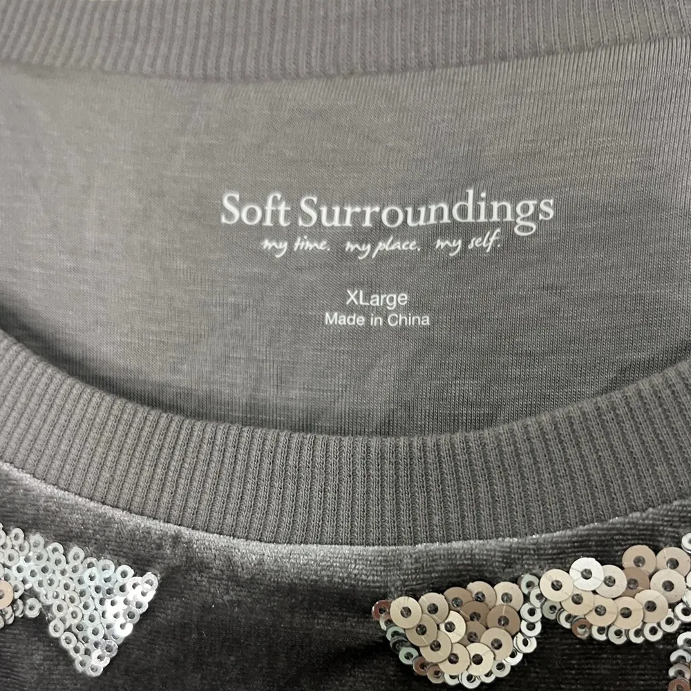 Soft Surroundings Glistening Sequin & Velour Jersey Knit Lined Sweatshirt Sz XL - Image 9