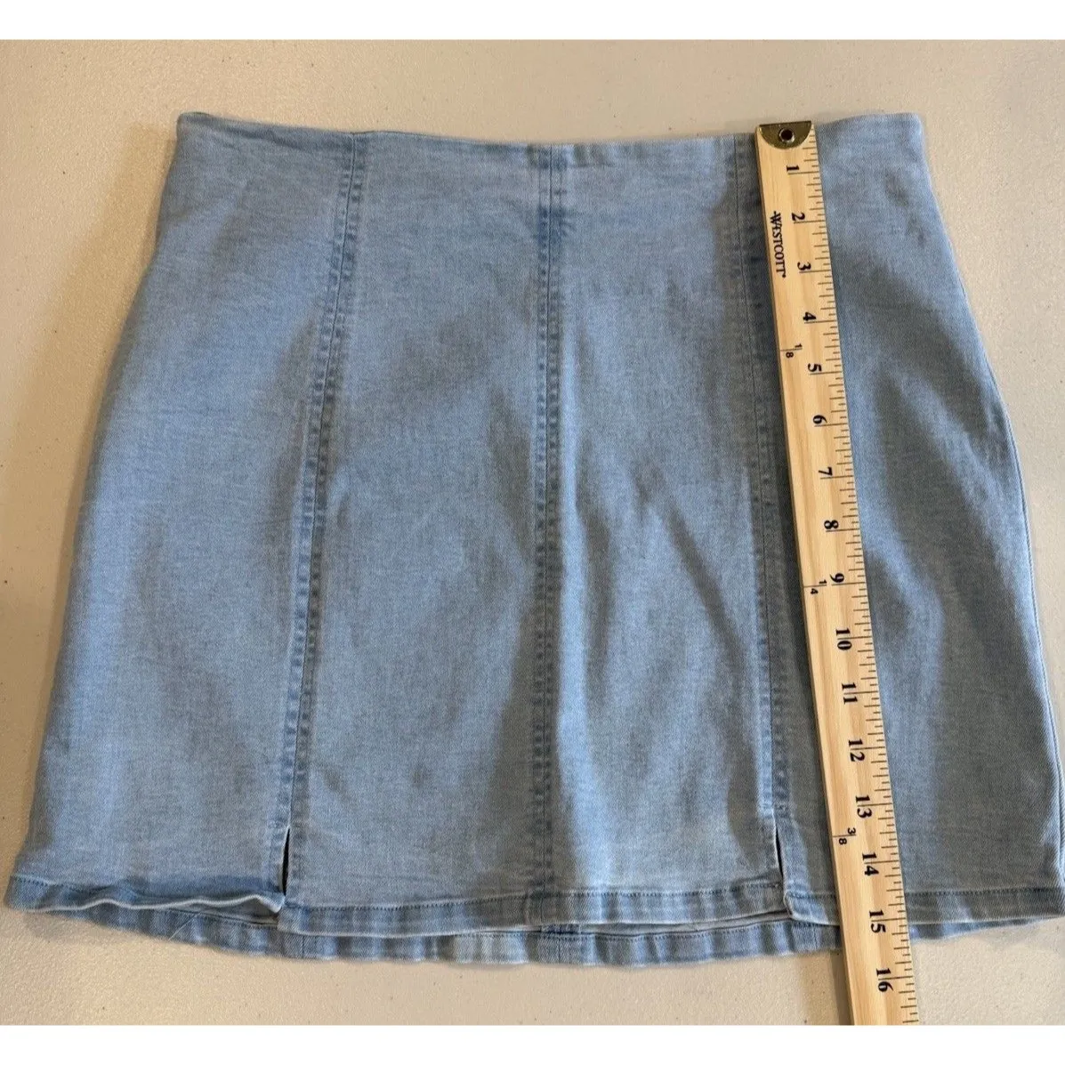Le Lis Collection Jean Skirt Womens Medium Denim Stretch Minimal Travel Preppy - Image 5