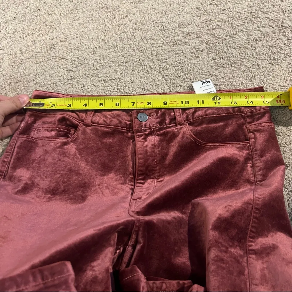 PAIGE Burgundy Velvet Pants 28 Y2K Disco Party Holiday Glam Flare Bootcut night - Image 5