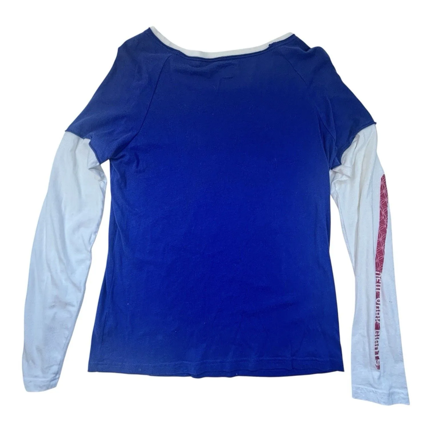 Reebok NFL NY Giants Women's Medium Layered Long Sleeve T-Shirt Blue White - Image 2