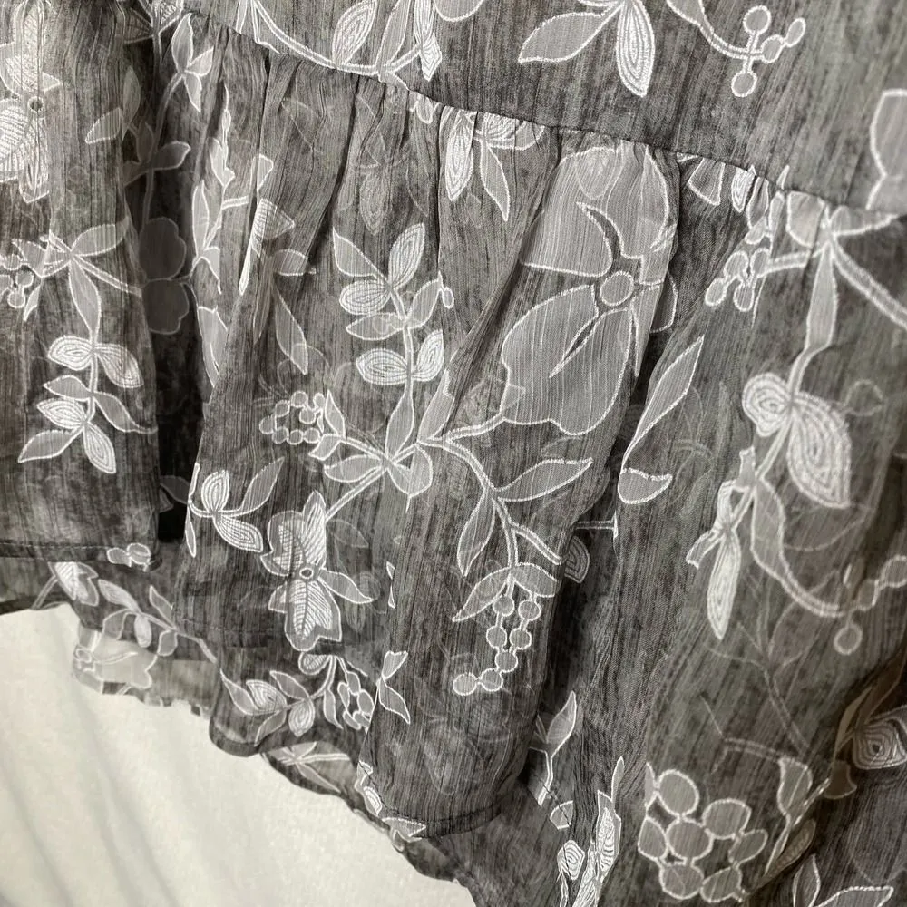 Entro Floral Sleeveless Tiered Peplum Tank Top Gray Small Layered Criss-Cross - Image 6